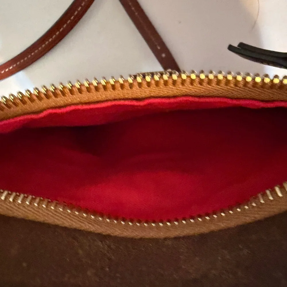 Dooney & Bourke Suede Crossbody Bag Brown Triple Zip Western Heritage Small
